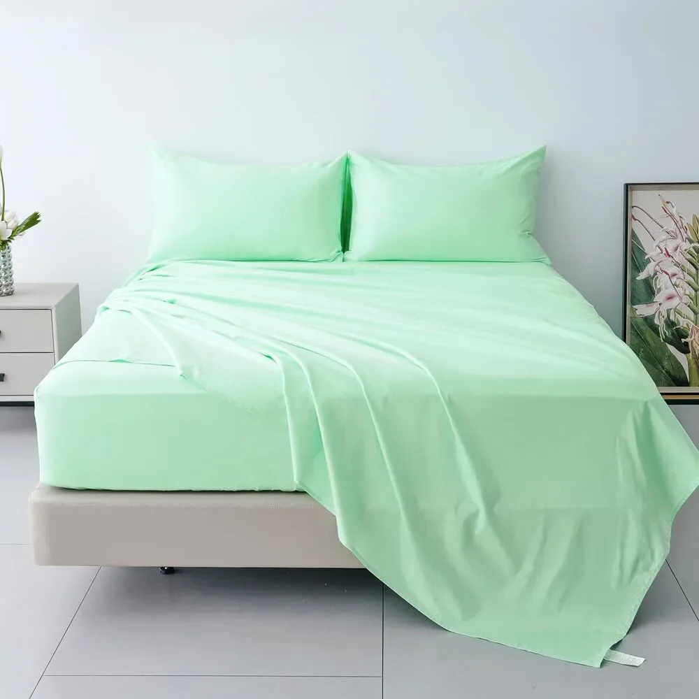 Best Season Cotton Queen Size Sheet Set Mint 4 Piece